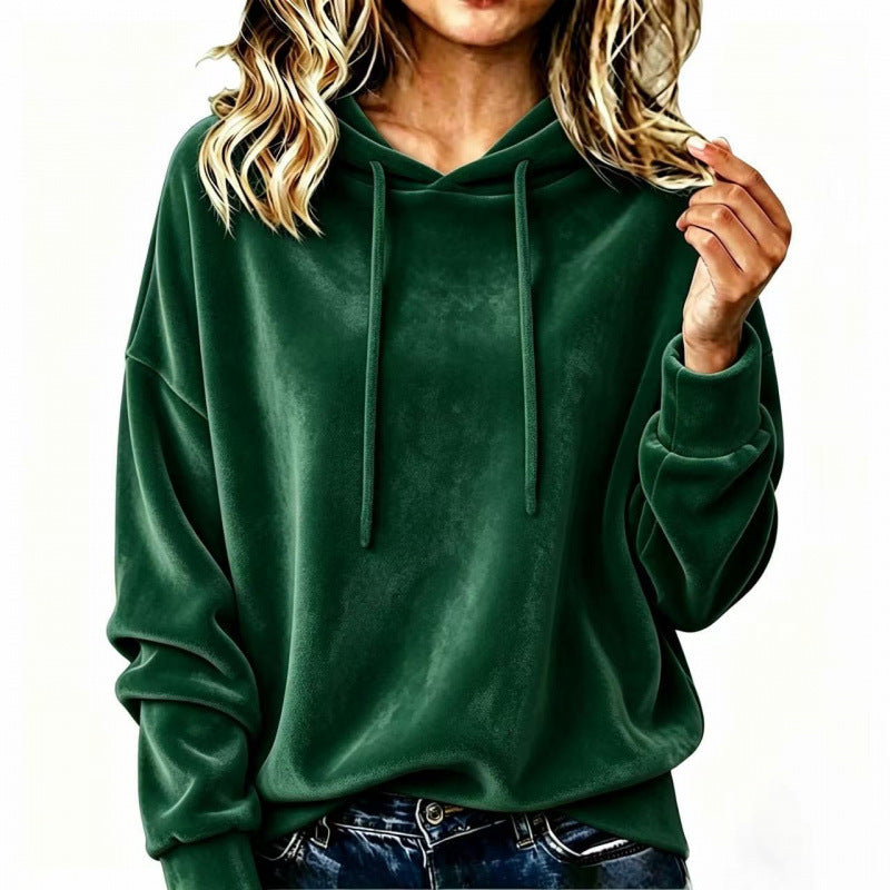 Ladies Velour Oversize Hoodie with Raglan Sleeves Mune Fashion