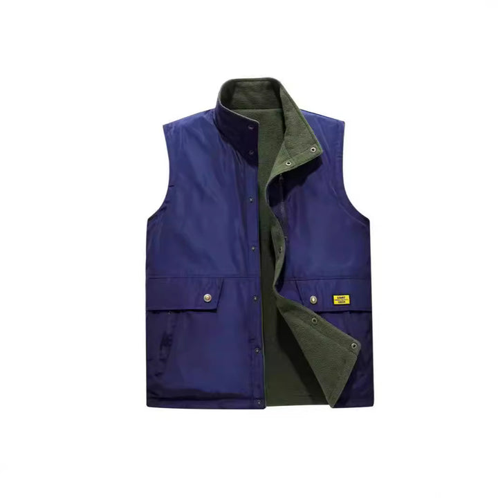 Men's Padded Utility Vest with Fleece Lining, Snap Button and Zipper Fastening Mune Fashion