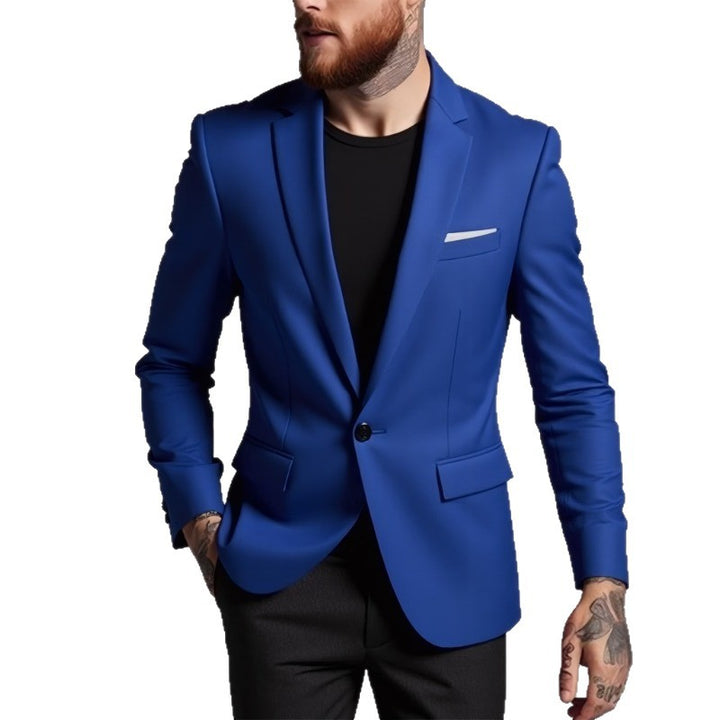 Men's Tailored One-Button Blazer made of Stretch Fabric with Narrow Lapels and Flap Pockets Mune Fashion