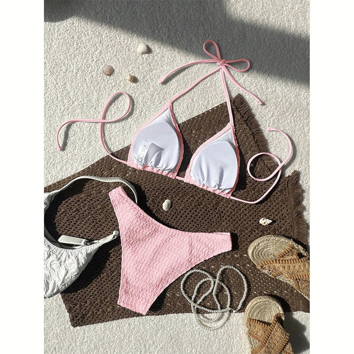Women's triangle bikini with trendy knot design and textured fabric Mune Fashion