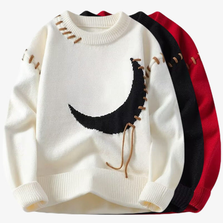 Women's Cozy Crew Neck Sweater with Creative Details Mune Fashion
