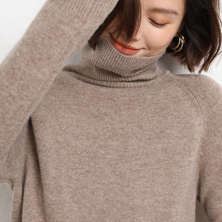 Ladies Slim Turtleneck Sweater made of fine knit with raglan sleeves Mune Fashion