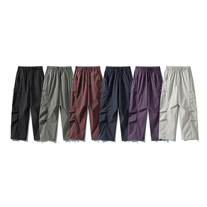 Men's Tech Cargo Pants made of wind and water-repellent nylon with elastic waistband & multifunctional pockets Mune Fashion