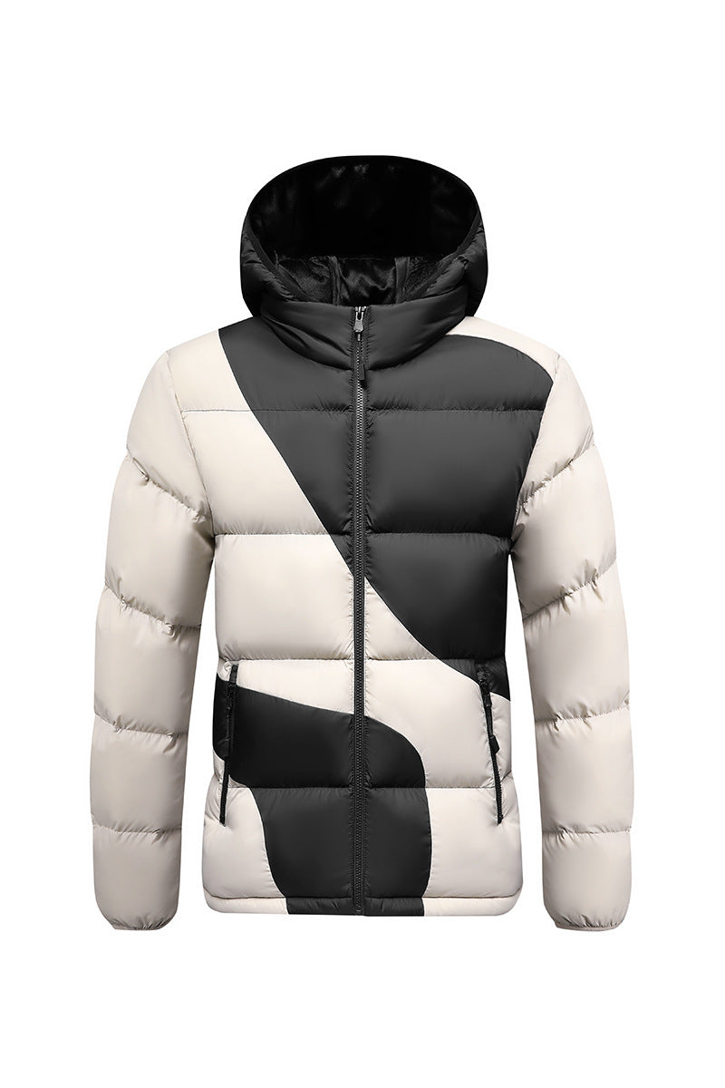Men's quilted jacket with contrasting panels, hood, and thermal synthetic filling Mune Fashion