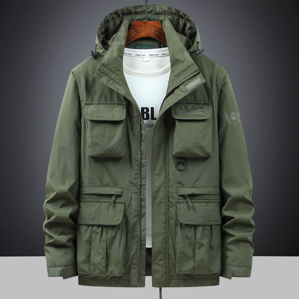 Men's modular utility parka with hood and multi-pocket cargo bags Mune Fashion
