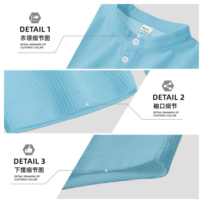 Women's oversized long sleeve Henley with stand-up collar waffle texture and sleeve fastening Mune Fashion