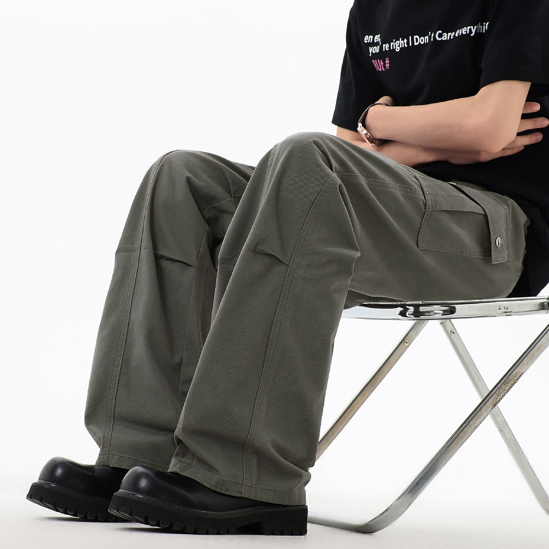 Men's Wide Utility Cargo Pants with Large Flap Pockets & Reinforced Seam Areas Mune Fashion