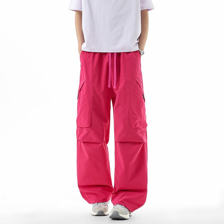 Men's Wide Technical Cargo Leisure Pants with Drawstring, Multifunctional Pockets & Outdoor Performance Mune Fashion