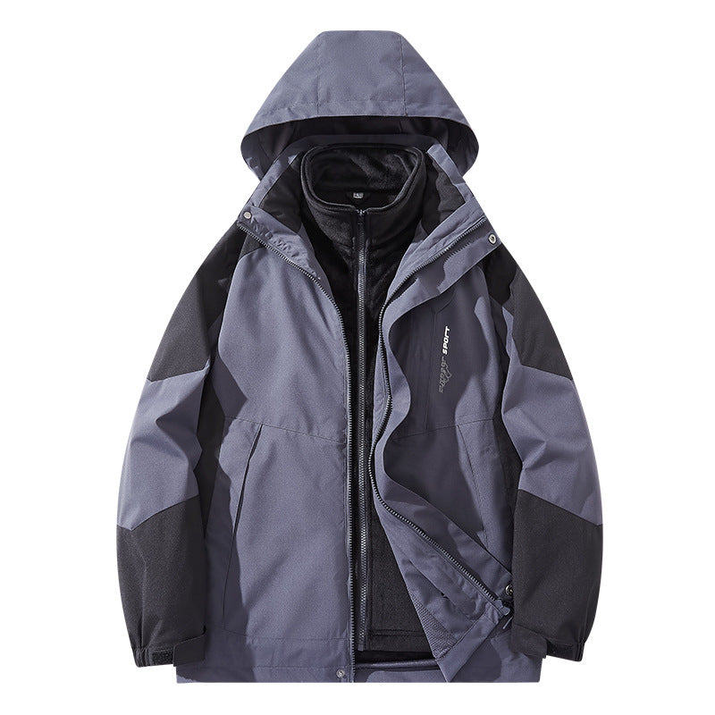 Men's water-repellent two-layer trekking jacket with removable fleece inner jacket and hood Mune Fashion
