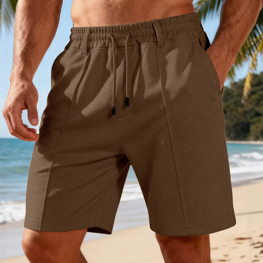 Men's Chino-inspired Relax Shorts with pleats, elastic drawstring and side pockets Mune Fashion