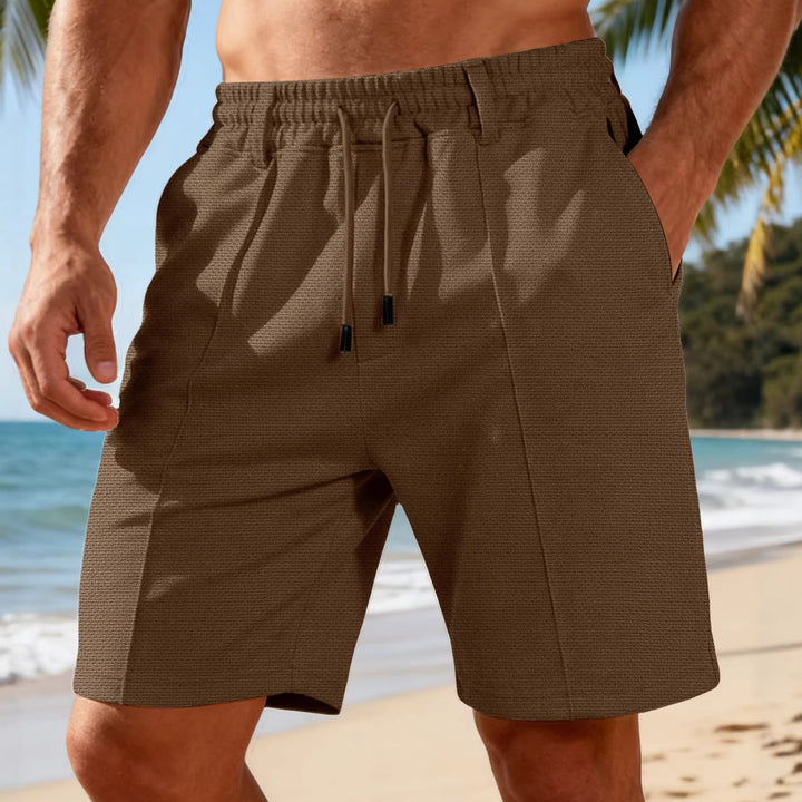 Men's Chino-inspired Relax Shorts with pleats, elastic drawstring and side pockets Mune Fashion