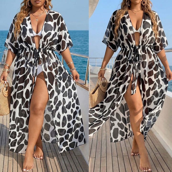 Ladies transparent beach cover-up with exciting animal print Mune Fashion