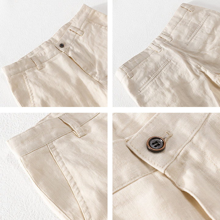 Men's Lightweight Linen Chino with Slim Fit and Rolled Hem Mune Fashion