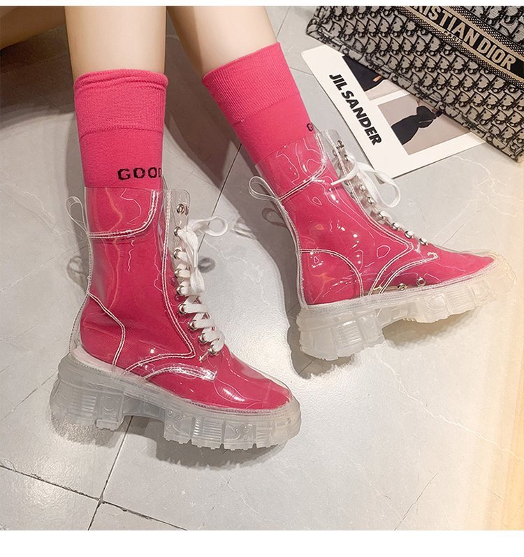 Women Transparent Platform High-Top Boots with Colored Insole Mune Fashion