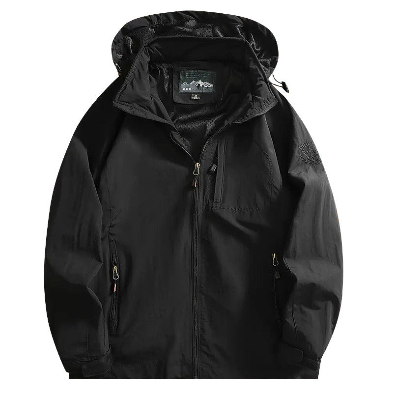 Men's nano lightweight wind and water-repellent hooded jacket with concealed chest zipper pocket Mune Fashion