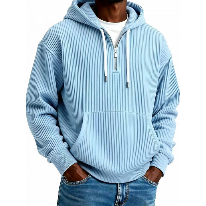 Men's Comfortable Hooded Sweater with High Zipper Mune Fashion