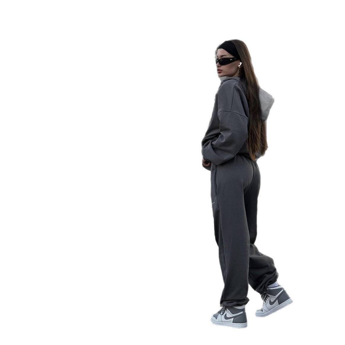Women's zip hoodie and relaxed-fit jogging pants made of French terry with elastic waistband and kangaroo pockets Mune Fashion