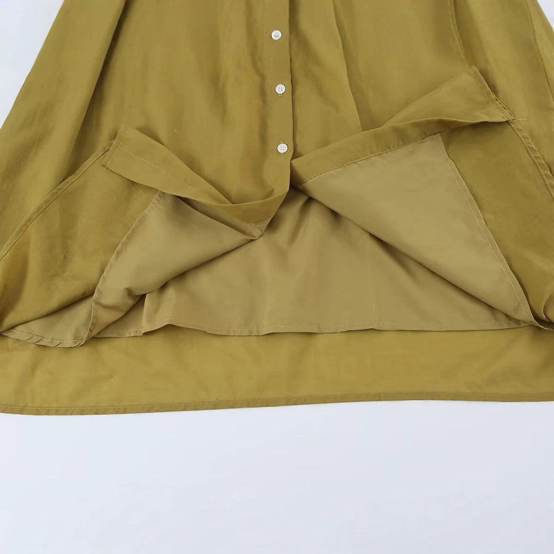 Women's sleeveless shirt dress with pleats, button placket and belt Mune Fashion