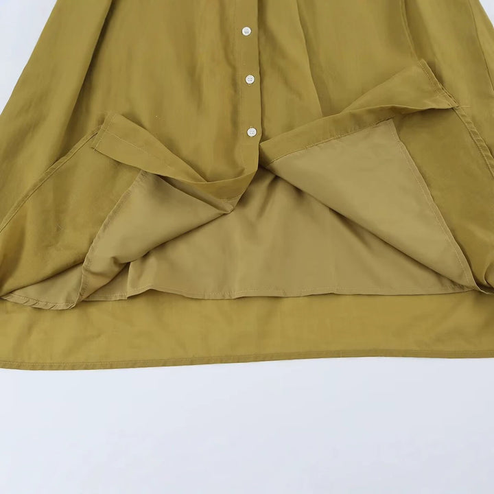 Women's sleeveless shirt dress with pleats, button placket and belt Mune Fashion