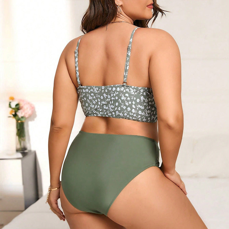 Women High-Waisted Bikini Set with Floral Top Mune Fashion