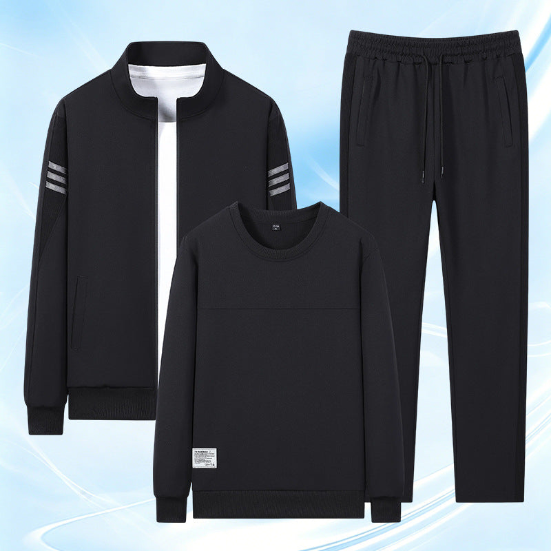 Men's casual training set with zip bomber, round neck sweatshirt, and elastic jogging pants Mune Fashion