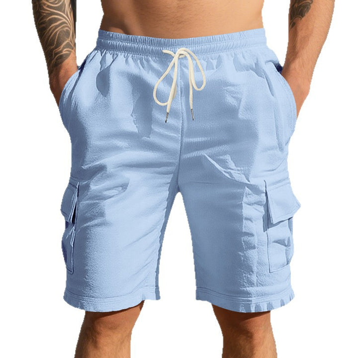 Men's travel and outdoor bermuda shorts with elastic drawstring waistband, security inner pocket and front flap pockets Mune Fashion