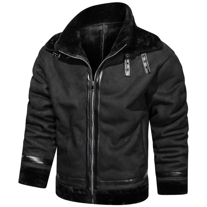 Men's Padded Pilot Jacket with Faux Fur Lining and Leather Trim Mune Fashion