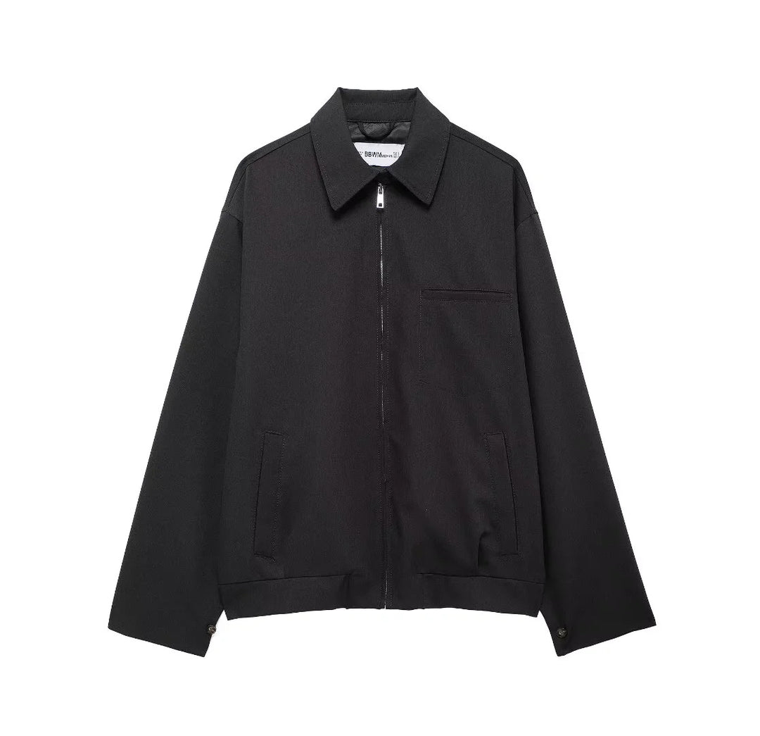Men's nan minimalist Harrington jacket with full zip, shirt collar, and chest pocket Mune Fashion