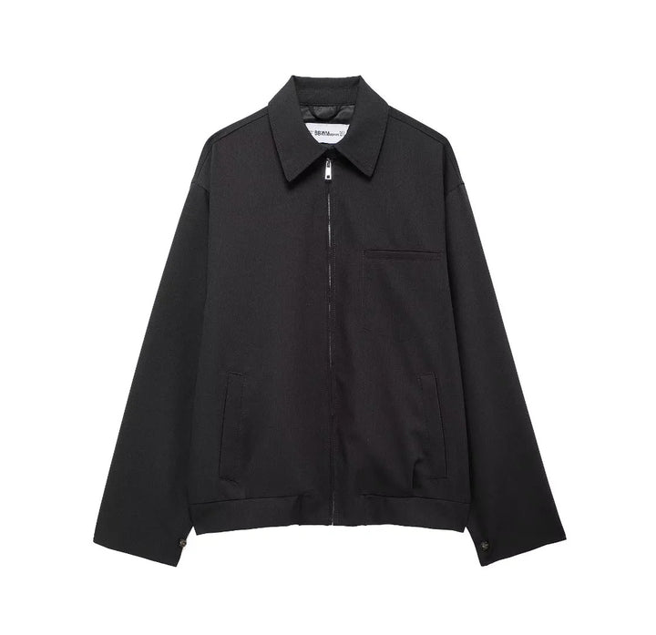 Men's nan minimalist Harrington jacket with full zip, shirt collar, and chest pocket Mune Fashion
