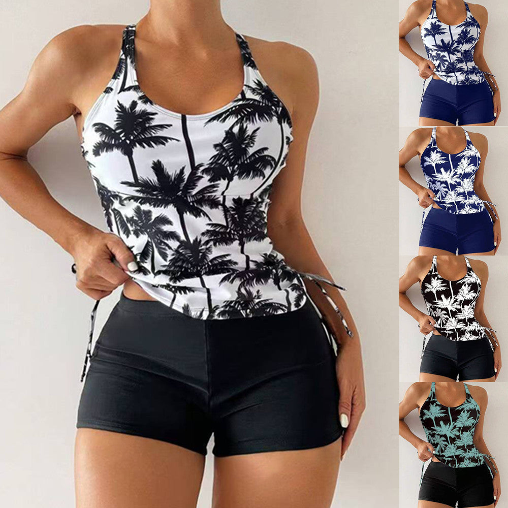 Women Tankini Set with Floral Design and Adjustable Straps Mune Fashion