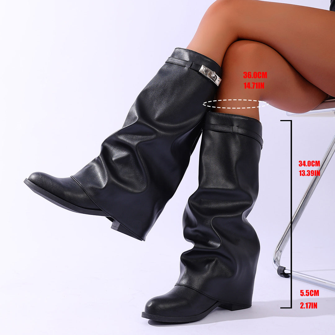 Ladies High Quality Wedge Boots Mune Fashion