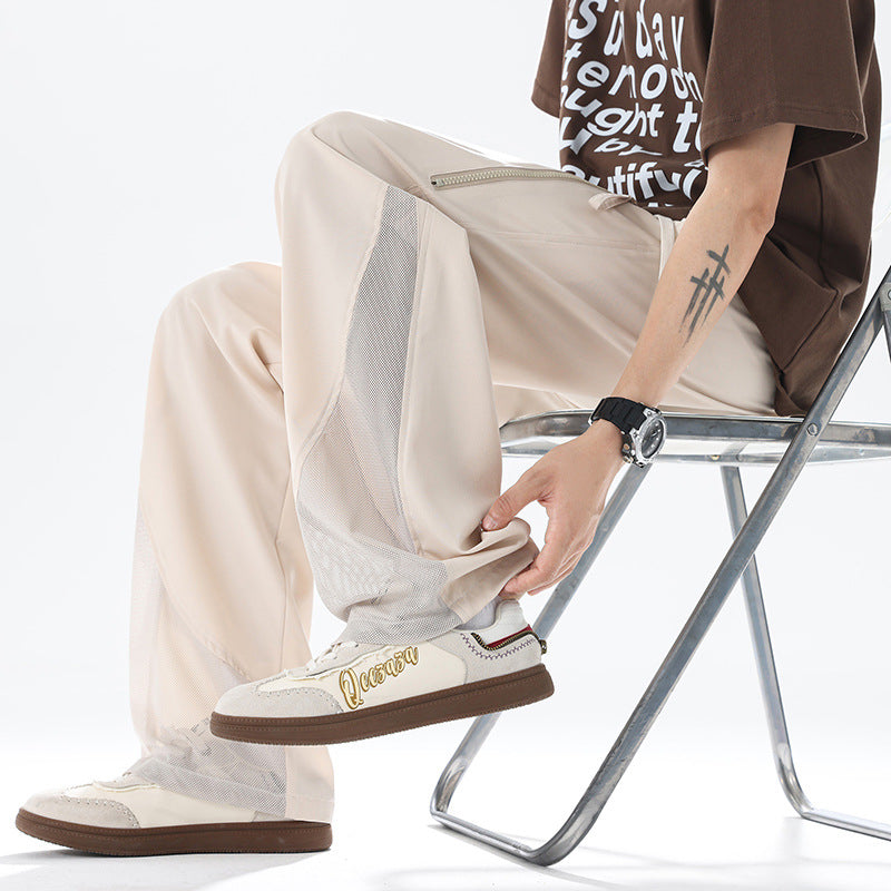 Men's sporty cargo pants with breathable mesh inserts