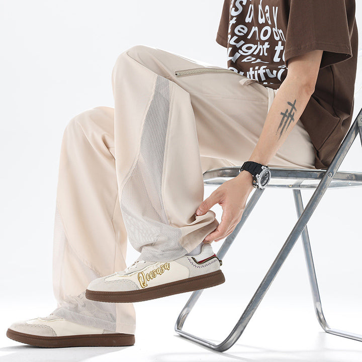 Men's sporty cargo pants with breathable mesh inserts