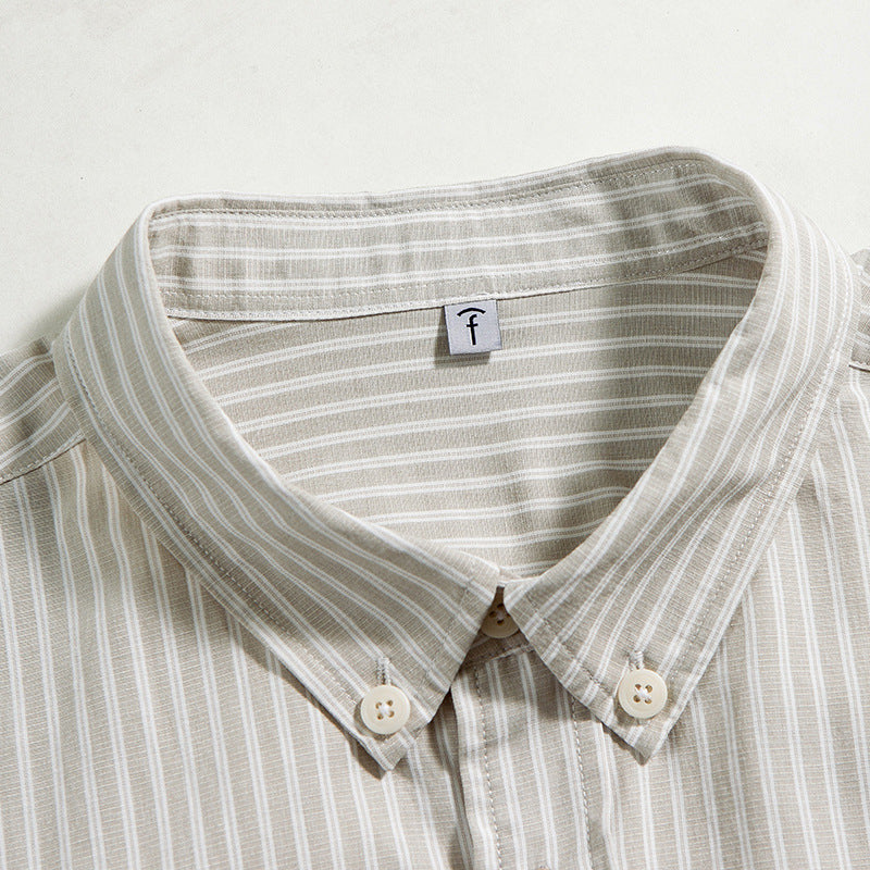 Men's Oversized Striped Shirt with Button Collar and Chest Pocket Mune Fashion