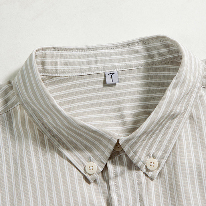 Men's Oversized Striped Shirt with Button Collar and Chest Pocket Mune Fashion