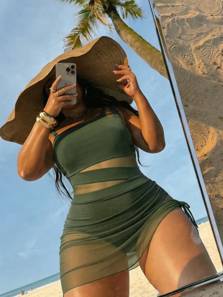 Ladies Athletic Swimsuit with Transparent Inserts Mune Fashion