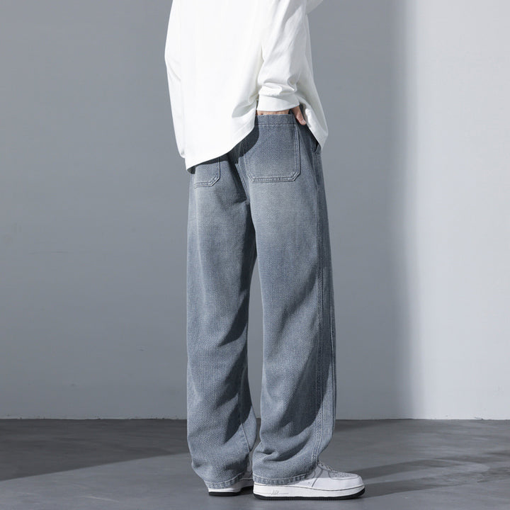 Men's Loose Vintage Denim Casual Pants with Drawstring and Relaxed Fit Mune Fashion