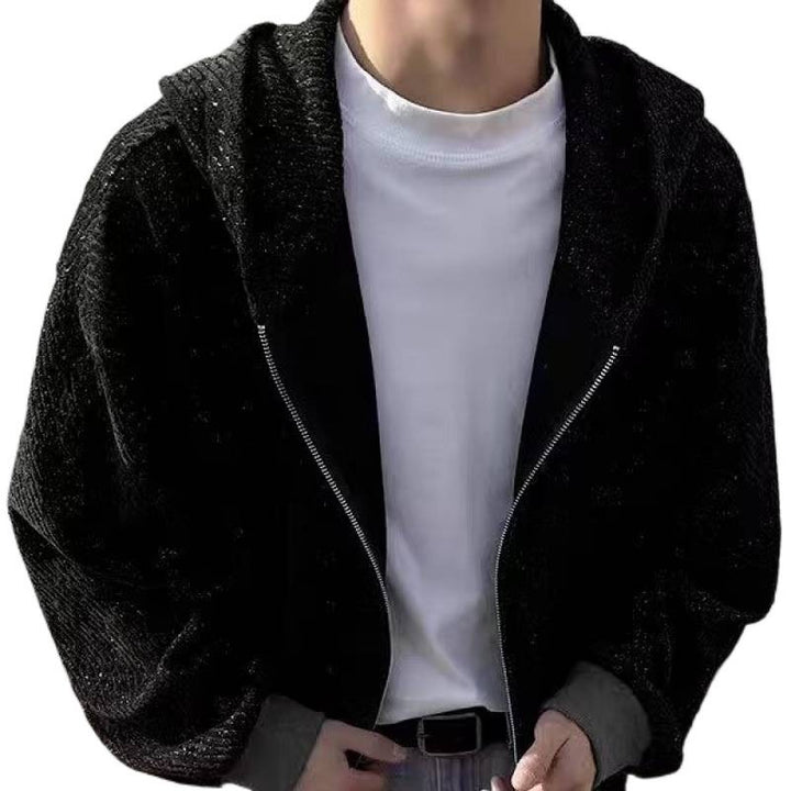 Unisex Oversized Knit Hoodie with Allover Texture Pattern and Side Pockets Mune Fashion