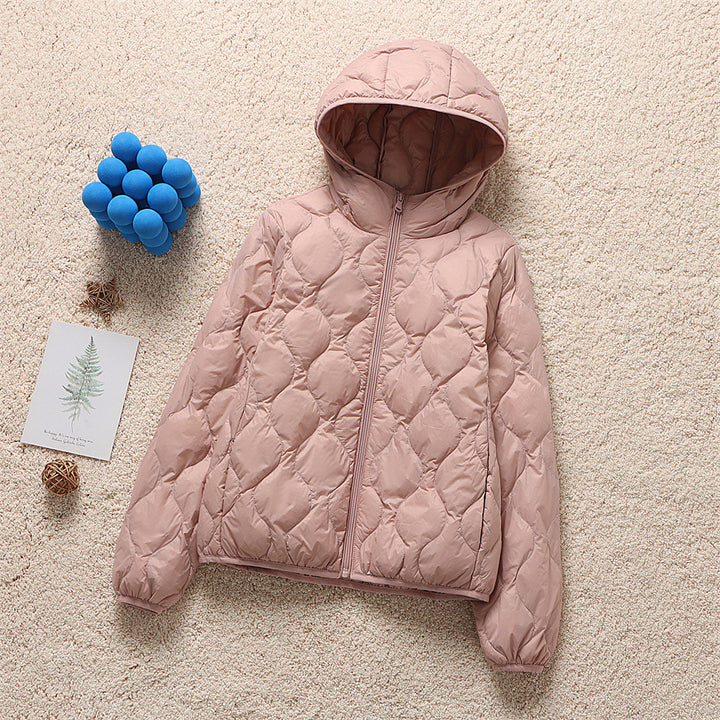 Women's hooded quilted jacket with teardrop-shaped quilting and ultra-light thermal filling Mune Fashion