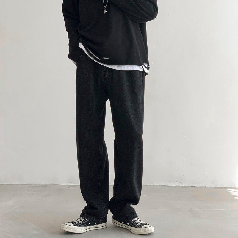 Men's Loose-Fit Straight-Relax Denim Pants with Extended Hem Mune Fashion