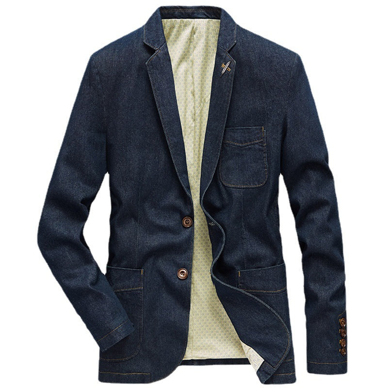 Men's denim blazer in unstructured worker style with patch pockets Mune Fashion
