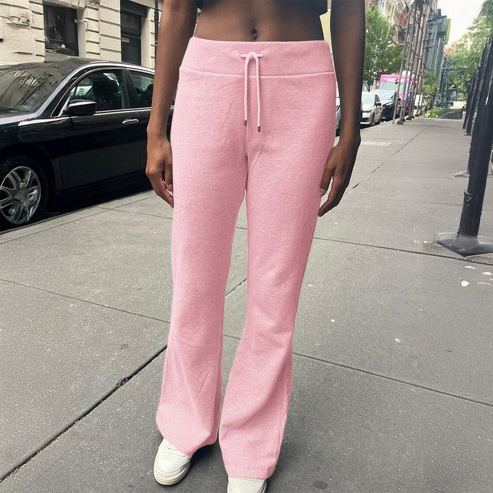 Women's high-waisted lounge pants with drawstring, flared leg, and soft sweat material Mune Fashion