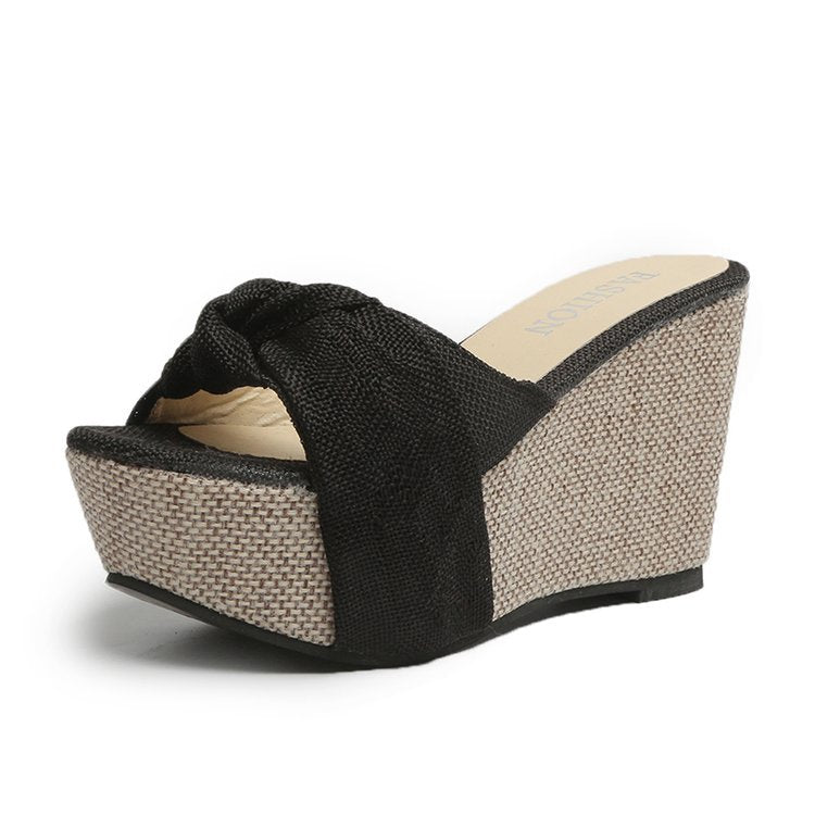 Women nan wedge sandal with high bast platform and twisted textile strap Mune Fashion