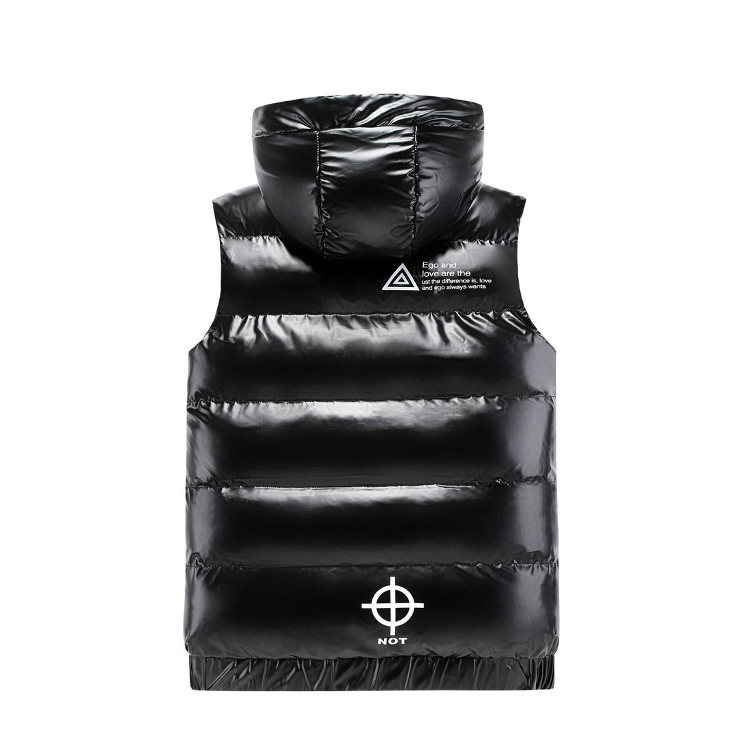 Women sleeveless high-gloss quilted vest with hood and thermal insulation Mune Fashion