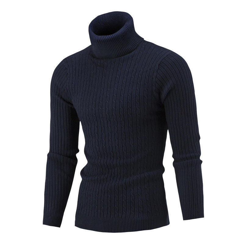 Men's Turtleneck Sweater In Classic Ribbed Pattern Mune