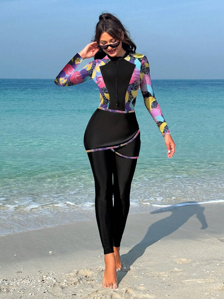 Women's fashionable long sleeve surf suit with wrap design Mune Fashion