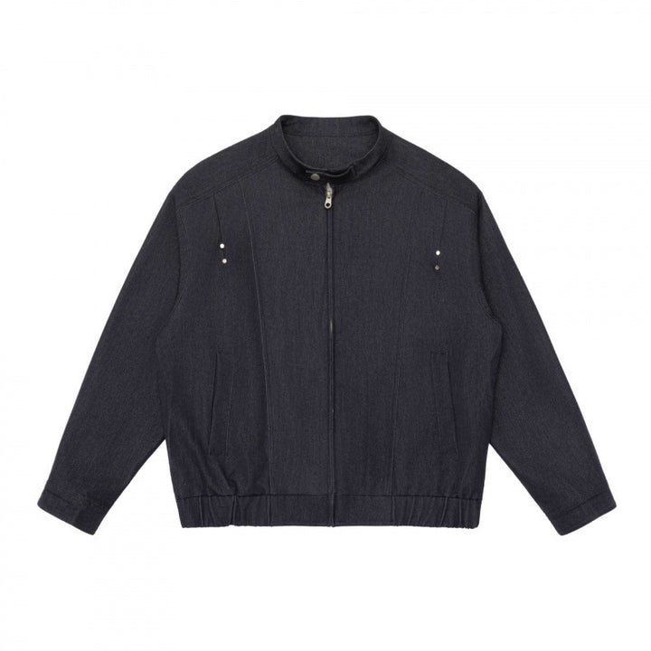 Unisex short jacket in overshirt style with standing collar, zipper, and elastic hem Mune Fashion