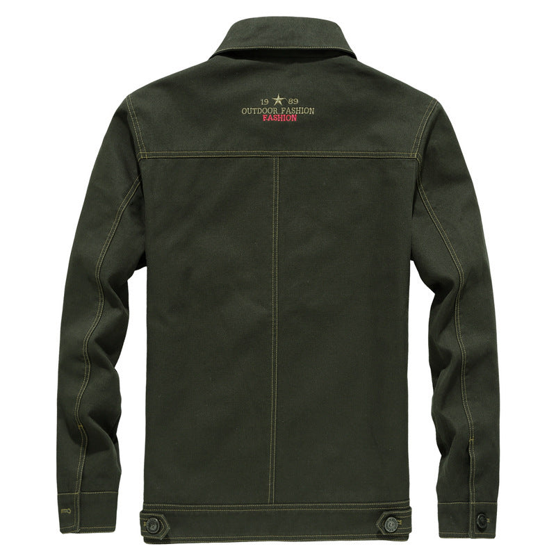 Men's robustly crafted canvas work jacket with breast flaps, inner seam lining, and badge details Mune Fashion