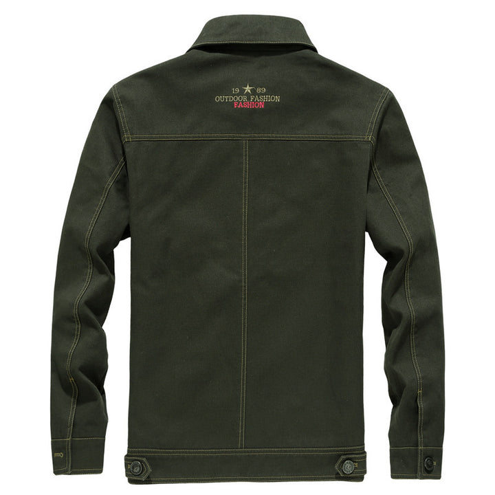 Men's robustly crafted canvas work jacket with breast flaps, inner seam lining, and badge details Mune Fashion