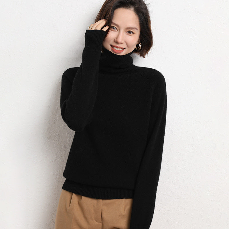 Ladies Slim Turtleneck Sweater made of fine knit with raglan sleeves Mune Fashion